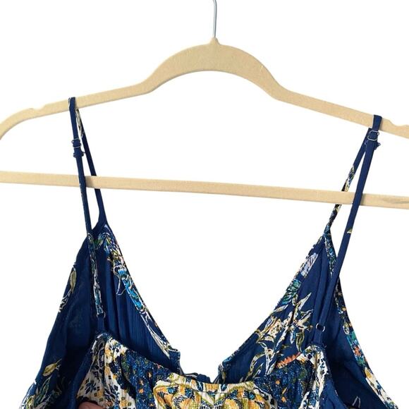 Free People Cut Out Blue Floral Wide leg Jumpsuit size medium - Picture 10 of 15